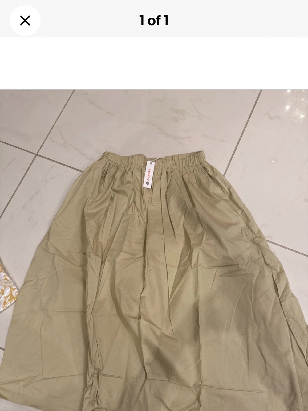 Sundry Light Olive A-Line Midi Skirt with Elastic Waist size 1 NWT